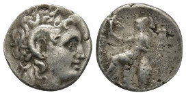 KINGS OF THRACE (Macedonian). Lysimachos (305-281 BC). Drachm. (17mm, 4.1 g) Uncertain mint. Obv: Diademed head of the deified Alexander right, wearin...