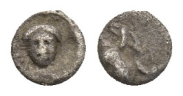 Achaemenid Empire. Uncertain mint. Uncertain Satrap 500-400 BC. Tetartemorion AR (4mm, 0,14 g) Female head facing slightly to the left. / Persian king...