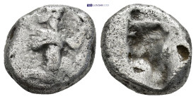 PERSIAN EMPIRE. Achaemenids, 475-420 BC. AR Siglos. (14mm, 5.36 g) Great King running right, holding transverse spear in right hand and bow in left / ...