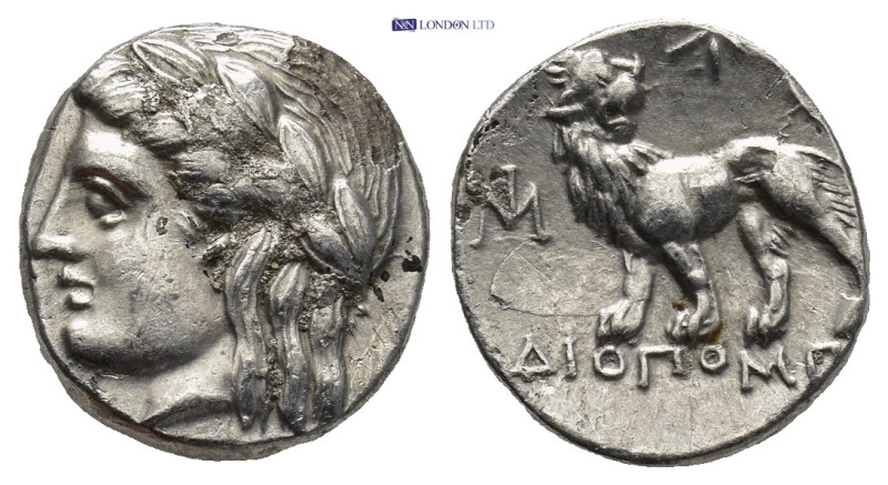 IONIA, Miletos. Circa 340-325 BC. AR Drachm (14mm, 3.52 g). Diopompos, magistrat...