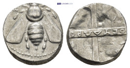IONIA. Ephesos. (circa340-325 BC). AR Drachm. (14mm, 3.12 g) Obv: Ε Φ; Bee. Rev: Quadripartite square incuse; on central band, magistrate’s name, ?...
