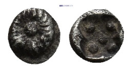 Ionia, Uncertain mint AR Tetartemorion. Circa 530/25-500 BC. 0.12 Gr. 4mm.
Rosette 
Rev. Incuse square punch with five pellets.