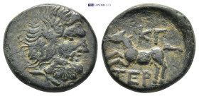 PISIDIA. Termessos. AE (Circa 71-36 BC). 5 Gr. 18mm.
 Laureate head of Zeus. 
Rev. Horse prancing left