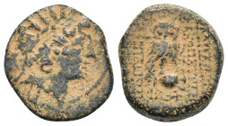 SELEUKID KINGS of SYRIA. Kleopatra Thea & Antiochos VIII. 125-121 BC. Æ (18mm, 4.78 g). Antioch on the Orontes mint. Dated SE 190 (123/2 BC). Radiate ...