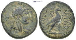 Seleukid Kings of Syria, Antiochos IV Epiphanes (175-164 BC) AE Antioch, 21 Gr. 25mm.
 Draped bust of Isis to right, wearing taenia with Isis-crown.
R...