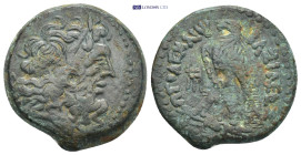 Ptolemaic Kingdom. Ptolemy II Philadelphos (285-246 BC) AE 10.61 Gr. 24mm.
 Head of Zeus Ammon right. 
Rev. Eagle standing left on thunderbolt; club i...