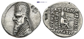 Kings of Parthia, Mithradates II (121-91 BC). AR Drachm (19mm, 3.55g). Rhagai, c. 96/5-93/2 BC. Diademed and draped bust l., wearing tiara. R/ Archer ...