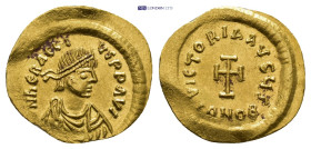 Heraclius, 610-641. Tremissis (Gold, 15mm, 1.48 g), Constantinople, 610-613. dN hЄRACLIЧS PP AVC Draped and cuirassed bust of Heraclius to right, wear...