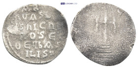 Artavasdus, with Nicephorus. 741/2-743. AR Miliaresion (20mm, 1.3 g). Constantinople mint. ARτ/AЧASDO/S S ҺICҺF/OROS ЄC/ΘЄЧ ЬAS/ILIS+ in six lines. / ...