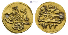 OTTOMAN EMPIRE. Mahmud II (AH 1223-1255 / 1808-1839 AD). GOLD 1/4 1/4 Zeri Mahbub. (12mm, 0.63 g) Qustantiniya (Constantinople). Dated AH 1223/3. Obv:...