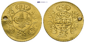 Ottoman Empire, Mahmud II (AH 1223?1255 / 1808?1839 AD), gold Hayriye Altin, Qustantiniya mint, AH 1223 / 1808 AD (21mm, 1.78 g)