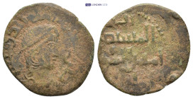 Zangids, al-Malik al-Salih Isma'il SE Fals. Halab, AH 569-577 = AD 1173-1181. 4.76 Gr. 21mm.
Diademed and draped bust to right; Kufic legend around 
R...