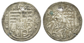 HUNGARY. Ludwig II. 1516-1526. AR Denar (15mm, 0.42 g). Körmöcbánya (Kremnitz) mint. Dated 1522. Hungarian coat of arms; date above / Madonna seated f...