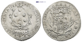 ITALY. Modena. Cesare d´Este and Virginia de Medici (1598-1615). 6 Bolognini. (27mm, 2.8 g) Obv: CAESAR DVX MVTINAE REG. Coat of arms of Este-Modena. ...
