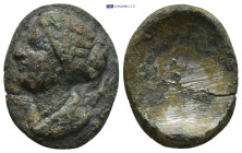 Bronze ring fragment? Head of woman Left. (23mm, 8.14 g)