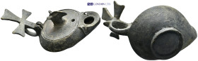 Byzantine Oil Lamp with Cross Handle. 7th-9th century AD. (118mm, 181 gr.)