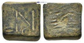 Bronze three nomismata coin weight. (15mm, 13.38 g)