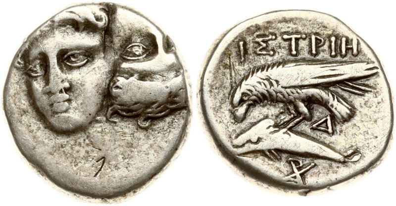Istros, Thrace. Drachm. Late 5th-4th century BC. Facing male heads, the right in...