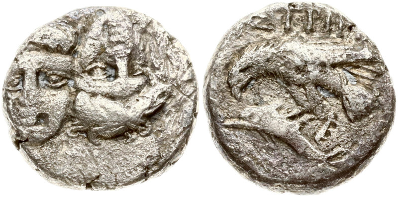 Istros, Thrace. AR Drachm. 4th Century BC. Two male heads facing, the right inve...