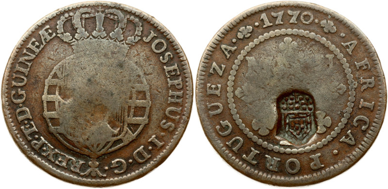 Angola. Maria II (1834-1853). 2 Macutas ND (1837) Countermark CROWNED SHIELD. Co...