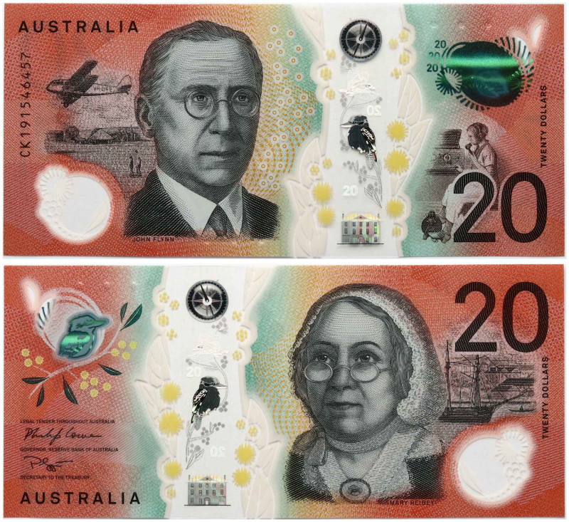 Australia. Elizabeth II (1952-2022). 20 Dollars (2019-2020). S/N CK191546457. TB...