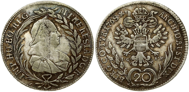 Holy Roman Empire. Maria Theresia (1740-1780). 20 Kreuzer 1768 A, IC-SK. Silver....