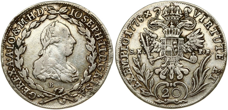 Holy Roman Empire. Joseph II (Regency) (1765-1780). 20 Kreuzer 1778 B SK-PD. Sil...