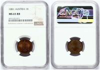 1 Kreuzer 1881 NGC MS 65 RB ONLY ONE COIN IN HIGHER GRADE
