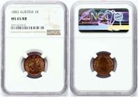 1 Kreuzer 1885 NGC MS 65 RB ONLY 3 COINS IN HIGHER GRADE