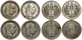 Austria 1 Corona 1893-1896 Lot of 4 Coins