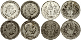 Austria 1 Corona 1893-1900 Lot of 4 Coins