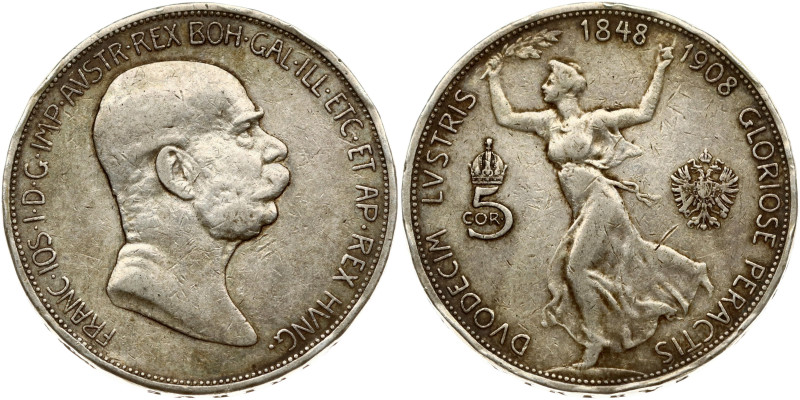 Austria. Franz Joseph I (1848-1916). 5 Corona 1908 60 years of reign. Silver 23....