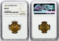 Austria 25 Schilling 1931 NGC MS 65