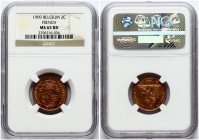 Belgium 2 Centimes 1909 NGC MS 65 RD ONLY 1 COIN IN HIGHER GRADE