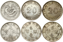 China Kiangnan & Kwangtung Province  20 Cents 1901-1920 Lot of 3 coins
