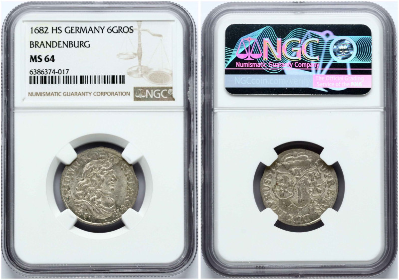 Germany, Brandenburg-Prussia. Friedrich Wilhelm (1640-1688). 6 Groscher 1682 HS,...
