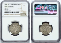Brandenburg-Prussia 6 Groscher 1682 HS NGC MS 64 ONLY 2 COINS IN HIGHER GRADE