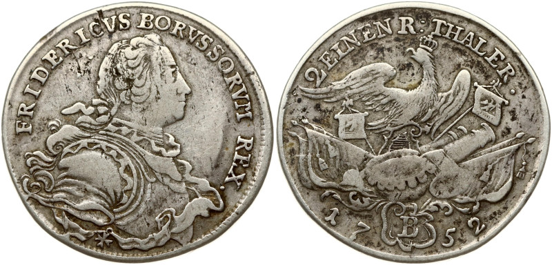Germany, Prussia. Friedrich II (1740-1786). 1/2 Taler 1752 B, Breslau. Silver 10...