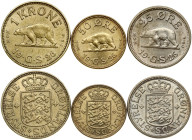 Greenland 25 Ore - 1 Krone 1926 Lot of 3 coins