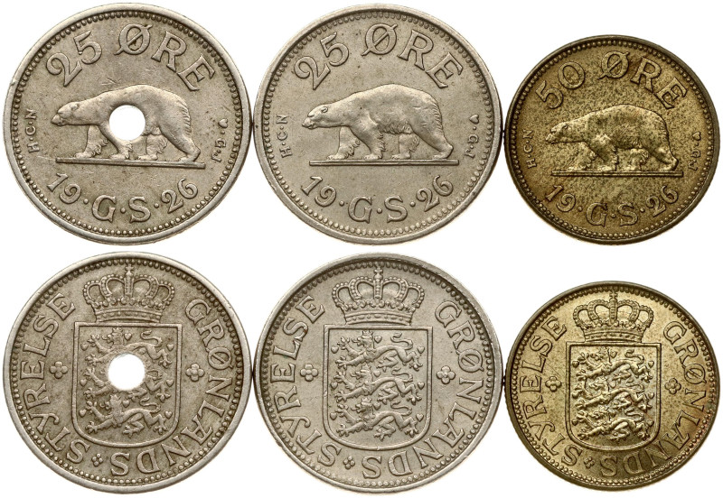 Greenland. Christian X (1912-1947). 25 Ore - 50 Ore 1926. Copper-nickel, alumini...