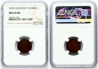 Guernsey Double 1830 NGC MS 63 BN ONLY 3 COINS IN HIGHER GRADE