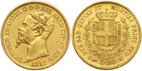 Sardinia 20 Lire 1857 B