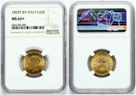 20 Lire 1865 T BN NGC MS 62+