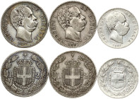Italy 1 - 2 Lire 1881 & 1887 Lot of 3 Coins