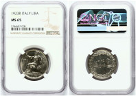 Lira 1923 R NGC MS 65 ONLY 4 COINS IN HIGHER GRADE