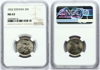 Estonia 5 Marka 1922 NGC MS 63