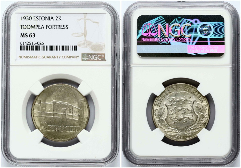 Estonia. 2 Krooni 1930 Toompea Fortress in Tallinn. Silver. KM-20. Kaupo Lann-24...