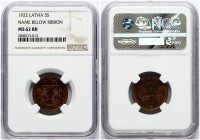 Latvia 5 Santimi 1922 NGC MS 62 RB