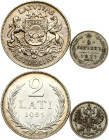 Latvia 2 Lati 1925 & Russia 5 Kopecks 1911 СПБ ЭБ Lot of 2 coins