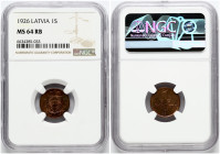 Latvia 1 Santims 1926 NGC MS 64 RB